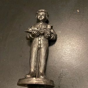 VTG 1992 Michael Ricker handcrafted Pewter Boy Holding Toy Train 3" Figure